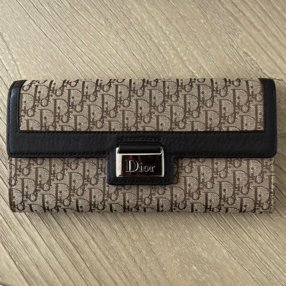 Dior cloth / leather long wallet